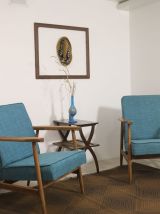 Paire de fauteuils Henryk lis 300-190 années 1970 tissu bleu