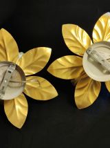 appliques feuilles murales dorées