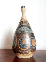 Vase bouteille africaniste par Jean-Claude Courjault 1960 