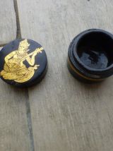 boîte (pilulier) Thaïlande laque noire et or 