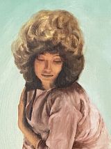 Huile sur toile. 1970. «femme assise». 46x33. 