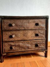 Commode rotin et cannage, vers 1960 