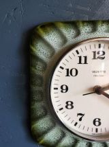 Horloge céramique vintage pendule silencieuse Vedette vert