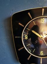 Horloge formica vintage pendule silencieuse Jaz noir jaune 