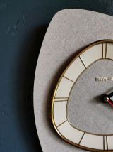 Horloge formica vintage pendule silencieuse Bayard gris