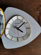 Horloge formica vintage pendule silencieuse Bayard gris