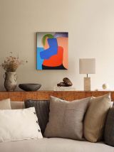 Art abstrait bleu-orange