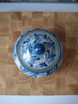 Boite céramique Italienne type bonbonnière bleue et jaune