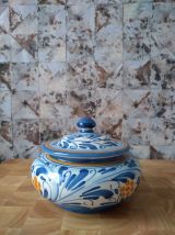 Boite céramique Italienne type bonbonnière bleue et jaune