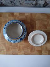 Boite céramique Italienne type bonbonnière bleue et jaune