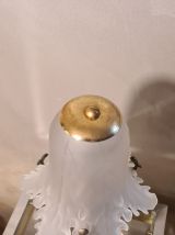 lampe fer forgé  ,patiné or  tres belle tulipe en verre epai