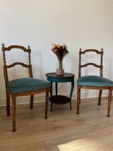 Paire de chaise style Napoleon III avec guéridon en bois