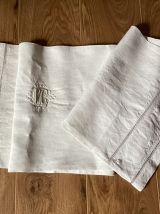 Traversin et taie d’oreiller vintage lin blanc 