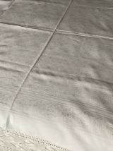 Nappe blanche lin jacquard 