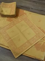 Nappe et 12 serviettes jaunes et orangé
