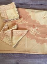 Nappe et 12 serviettes jaunes et orangé