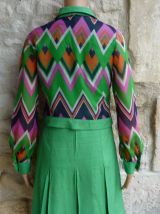 vintage 70s ensemble blouson robe coton lin 