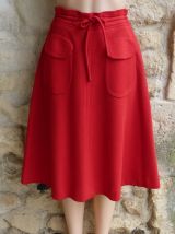 LOUIS FEARAUD jupe trapèze laine rouge