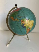 Globe vintage 1965 terrestre tripode doré Taride  - 29 cm