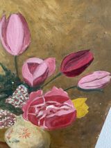 Peinture bouquet de fleurs dans un vase.
