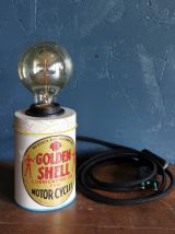 Lampe vintage salon bureau chevet métal blanc "Golden Shell"