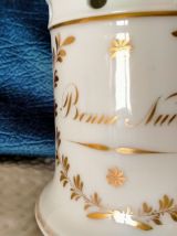 Tisanière ancienne porcelaine blanche décors dorés