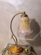 lampe  laiton style art deco avec tres jolie tulipe anglaise