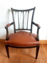 Fauteuil de bureau anglais en cuir vers 1940 