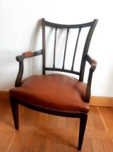 Fauteuil de bureau anglais en cuir vers 1940 