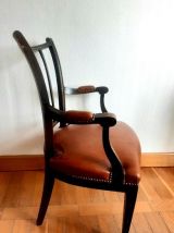 Fauteuil de bureau anglais en cuir vers 1940 