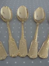 5 cuillères à moka vintage en métal doré