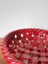 Corbeille à fruits en barbotine vannerie 1960