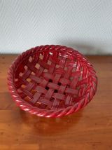 Corbeille à fruits en barbotine vannerie 1960