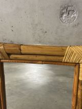 Miroir en bambou et rotin années 60