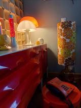 Vintage 70' Lampe de sol Florale Verre Fumé