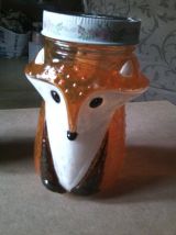 Jolie veilleuse Petit Renard en verre peint à LED  H=14cm