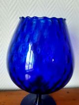 Grand vase optique en verre d'Empoli 1960