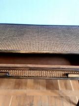 Grand bureau en rotin et cannage 1970 