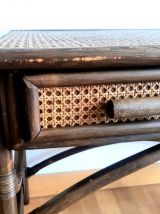 Grand bureau en rotin et cannage 1970 