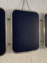 Miroir vintage 1960 triptyque barbier marine - 19 x 43 cm