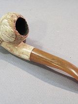 PIPE TÊTE DE FAKIR EN ECUME &amp; AMBRE 