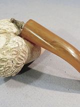PIPE TÊTE DE FAKIR EN ECUME &amp; AMBRE 
