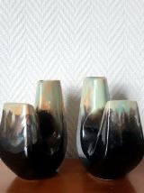 Doubles vases serre-livres vintage en céramique 