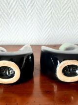 Doubles vases serre-livres vintage en céramique 