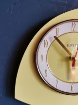 Horloge formica vintage pendule silencieuse Bayard jaune