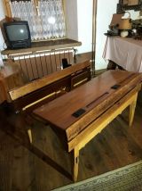 Banc d’écolier des années 50 bois massif