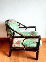 Fauteuil chauffeuse en rotin , vers 1970 