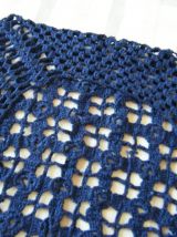 Housse coussin crochet fait main Vintage 60'S bleu-marine