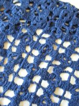 Housse coussin crochet fait main Vintage 60'S bleu-marine