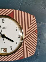 Horloge pendule murale vintage silencieuse "Vedette rose"